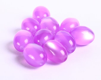 Purple oval beads - Purple resin beads - 11mm x 9mm (211)