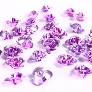 12mm mauve et mauve pastel cabochon en aluminium forme de rose fleur (691)
