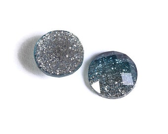 12mm Blue silver glitter cabochon - gradient sparkly cabochons - Galaxy glitter cabochon - 12mm Kawaii cabochon (1557)