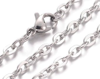 Stainless steel necklace 20" - Fine chain 2.5mm x 2mm - Cross Chains with Lobster Clasps - 20 inches (2024)