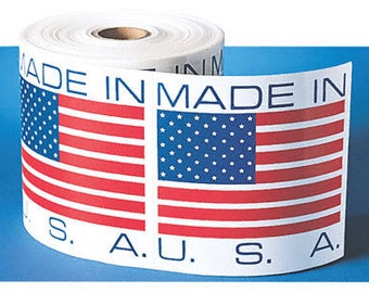 Made in USA stickers - USA flag label - square labels 17mm (1304)