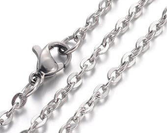 Stainless steel necklace 24" - Fine chain 3mm x 2mm - Cross Chains with Lobster Clasps - 24 inches (2026)