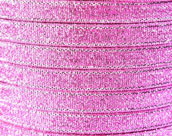 6mm Pink Sparkle ribbon - Satin ribbon - Metallic Sparkle satin ribbon - Spool ribbon - 25 yards - 75 feet (R057)