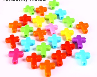 16mm Mixed color cross - Mix color cross pendant - Multicolor cross beads - Mixed color cross charms (1286---)