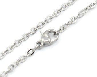 24" length - Stainless steel necklace 24" - Cable chain 2.6mm x 2mm - Cable Chains with Lobster Clasps - 24 inches (2406)