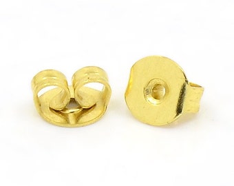 Earring back stopper gold tone - earring stopper - earnut ear stud - back stopper - butterfly clutch - earring back - 5mm x 4mm (1464)