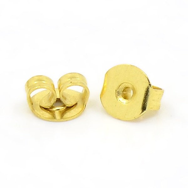 Earring back stopper gold tone - earring stopper - earnut ear stud - back stopper - butterfly clutch - earring back - 5mm x 4mm (1464)