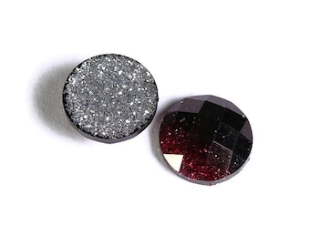 12mm Red black glitter cabochon - Gradient red Sparkly cabochon - Galaxy glitter cabochon - 12mm Kawaii cabochon (1556)