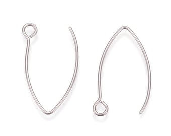 Vacuum Plating 304 Stainless Steel Earring Hooks - earwire - earring hooks ear wire - Earring Finding - 26mm x 15mm (2410)