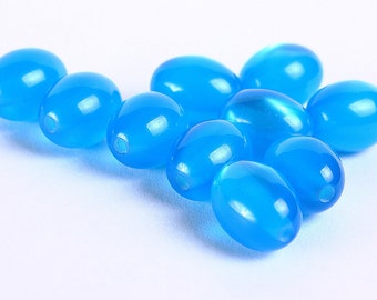 Blue oval beads - resin beads - 11mm x 9mm (209)