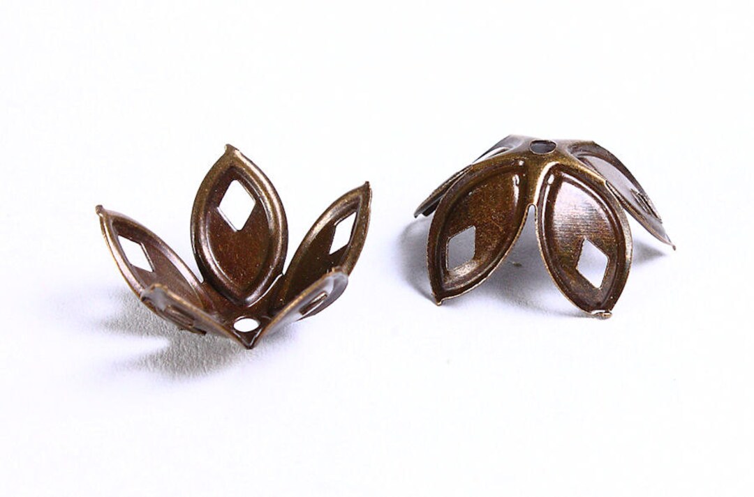 18mm Antique Brass Flower Bead Caps Antique Brass Flower Etsy