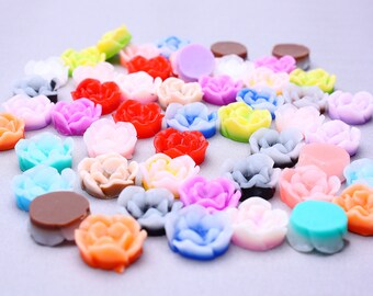 13mm two tone flower cabochons - 13mm floral cabochon - mixed color cabochons (490)