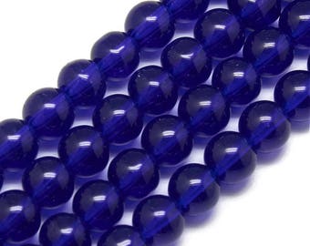 6mm blue glass beads - 6mm Blue round beads - 6mm blue round glass beads - 6mm round beads (1939)