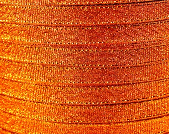 6mm Sparkle orange ribbon - Satin ribbon - Metallic Sparkle satin ribbon - Spool ribbon - 25 yards - 75 feet (R053)