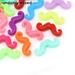 Mixed color mustache bead - Mixed color mustache charm - 3D beads - 24mm x 10mm (1264)