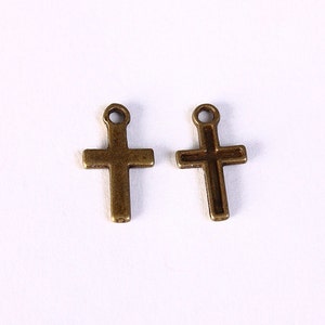 Petite cross charm Cross pendant antique brass cross charm Antique brass cross pendant 15mm x 8mm Nickel free Lead Free 1399 image 1