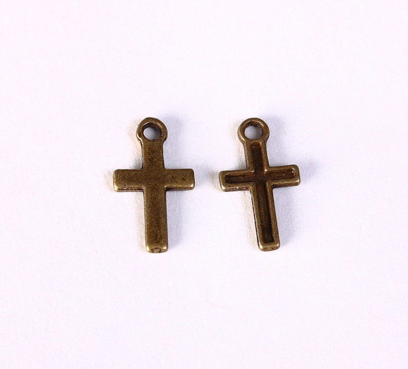 Petite cross charm Cross pendant antique brass cross charm Antique brass cross pendant 15mm x 8mm Nickel free Lead Free 1399 image 1