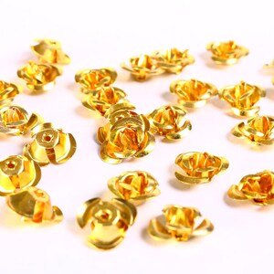 12mm jaune or cabochons en aluminium forme de rose fleur (685)