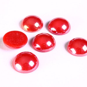 12mm cabochons en verre de forme ronde de couleur rouge - 11mm à 12mm (1318)