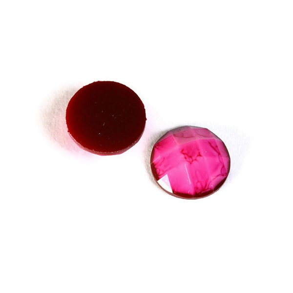 12mm Cabochons ronds de couleur rose en résine (1462)