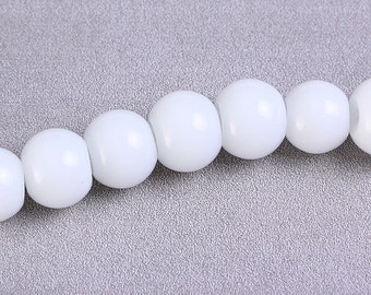 6mm white round glass beads - Opaque beads - Round beads (955)