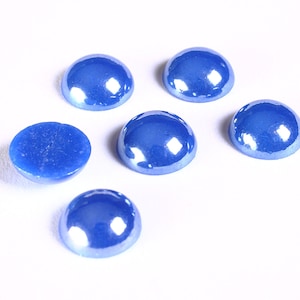 12mm cabochons en verre de forme ronde de couleur bleu - 11mm à 12mm (1306)