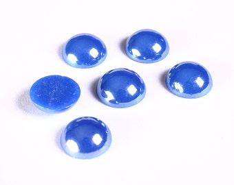 CAB-09 Round Glass Cabochons 2 cabochons Blue Striped Glass Cabochons Vintage Cabochons Round Blue Cabochons
