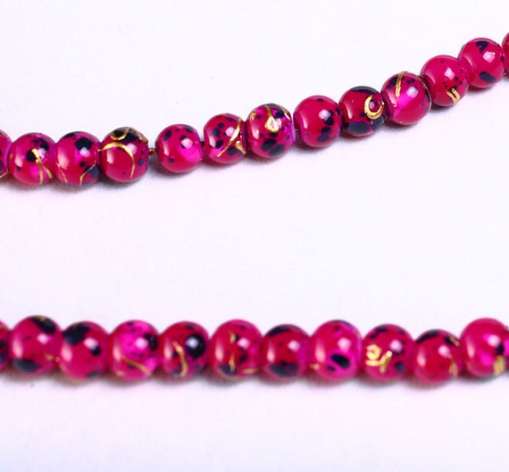 4mm Hot Pink Black Gold Beads 4mm Round Glass Beads 4mm Etsy Canada