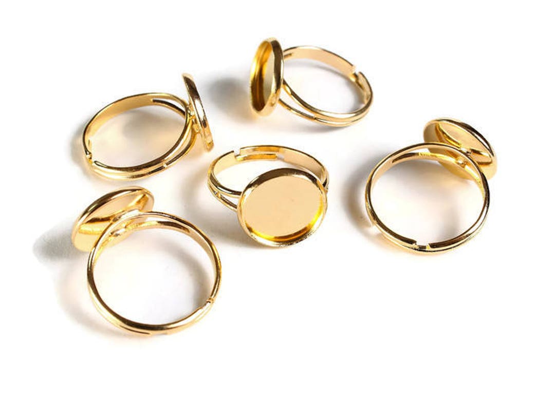 12mm Gold Ring Blank Adjustable Gold Tone Ring Blank Ring Etsy