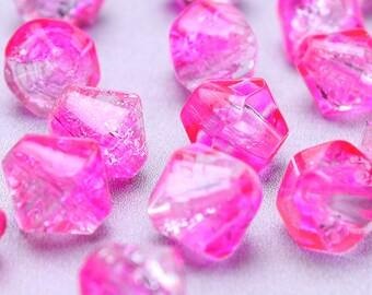 6mm to 8mm hot pink and clear crackled beads - mixed color bicone crackle glass bead (196---)