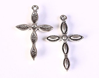 Cross charm - Cross pendant - antique silver color - 29mm x 18mm - Lead free (1332)