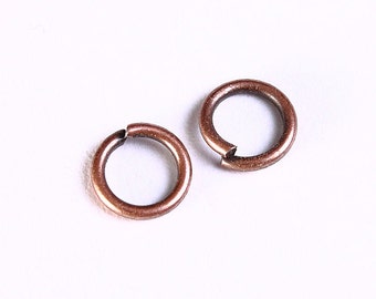 6mm antique copper jumpring - Open jumprings - Antique copper round jumprings - Petite jump rings (1030)