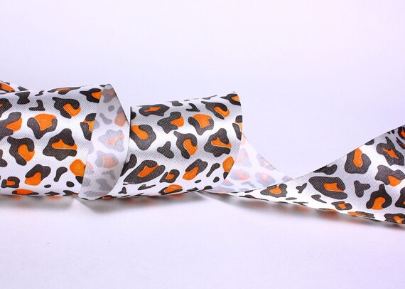 40mm Orange Brown Ribbon - 40mm Animal Print Ribbon - 40mm