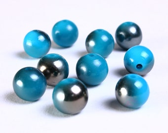 10mm Blue grey gray beads - 10mm opaque beads - 10mm acrylic beads - 10mm resin beads (882)