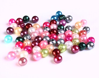 6mm Pearl finish Mixed color beads - 6mm faux pearl beads - 6mm round beads - 6mm spacer beads - assorted beads (1054---)