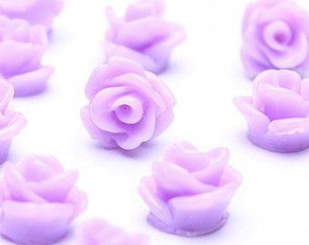 7.5mm purple flower cabochons - Tiny rosebud cabochons - small rose cabochon (517)