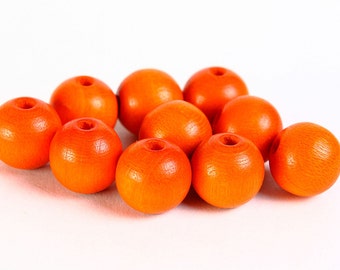 10mm Czech beads - 10mm orange beads - 10mm wood beads - 10mm round beads (065)