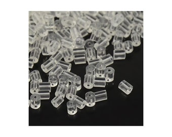 Earring back stopper - earring stoppers rubber clear - Tube stopper - Earring Back Stoppers - Nickel free - Lead free - Cadmium free (2141)