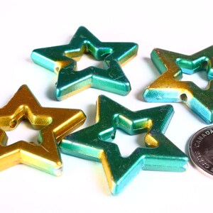 Green and gold large star beads 39mm Christmas decoration Tree decor 1375 image 2