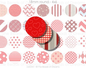 18mm circle round red - 4x6 - 18mm round pendant Images - Circles printable - download image - pdf png jpeg - INSTANT DOWNLOAD - cs0244