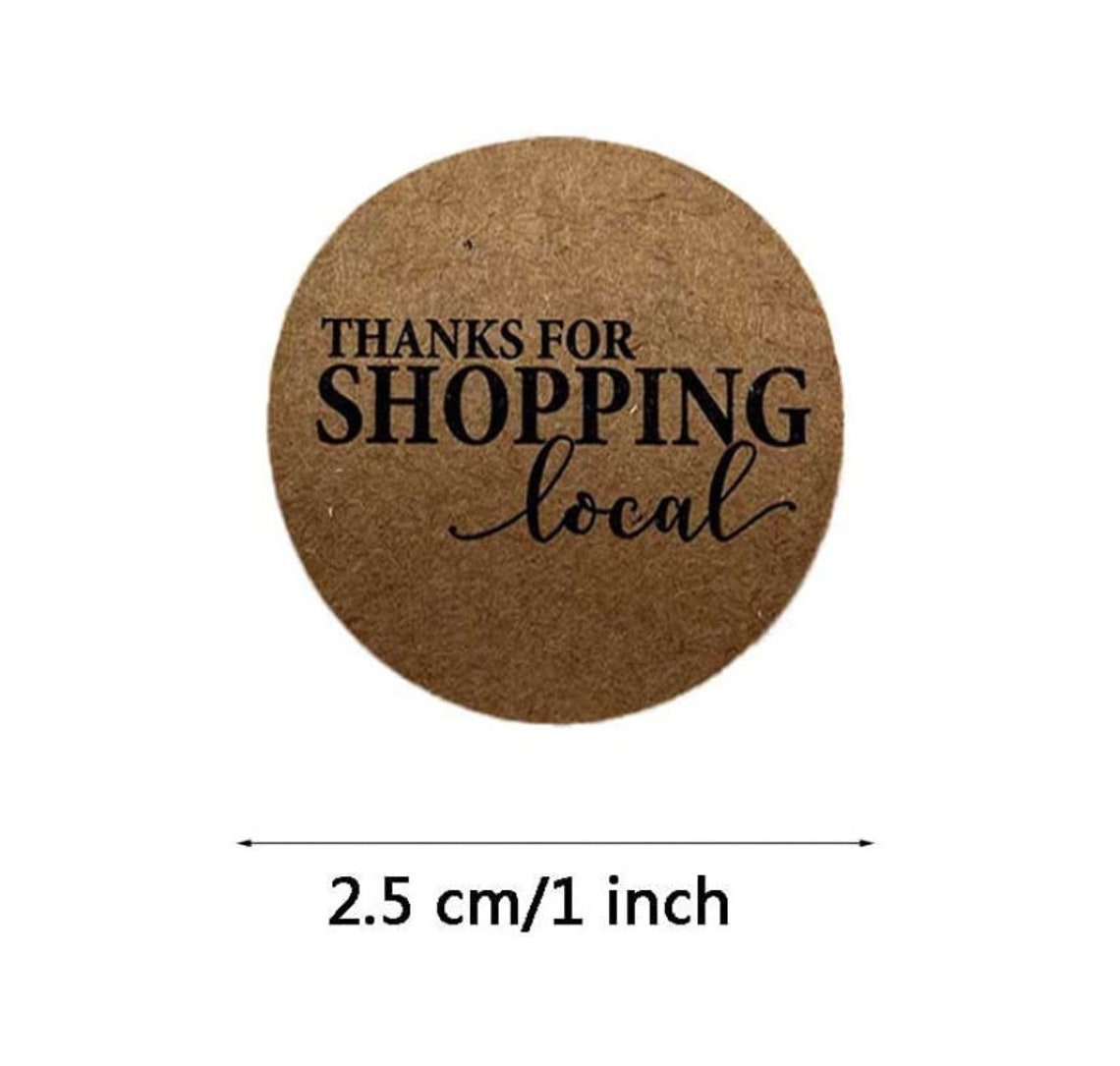 Thanks for shopping local stickers Thank you stickers | Etsy