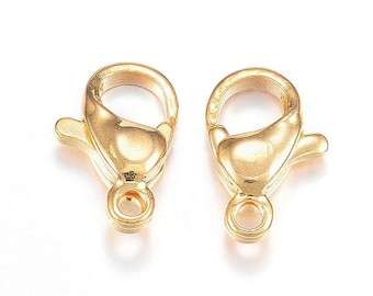 10mm Stainless steel clasps - Gold color - Stainless steel lobster clasps - 304 stainless steel (2501)