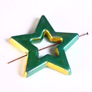 Green and gold large star beads 39mm Christmas decoration Tree decor 1375 image 5