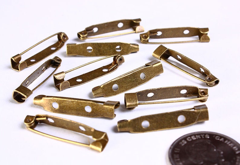 30mm Antique brass brooch clasp Findings Name Tag Pin Etsy