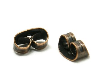 antique copper Earring back stopper - antique copper earring stoppers earnuts - 6mm x 4mm (1581)