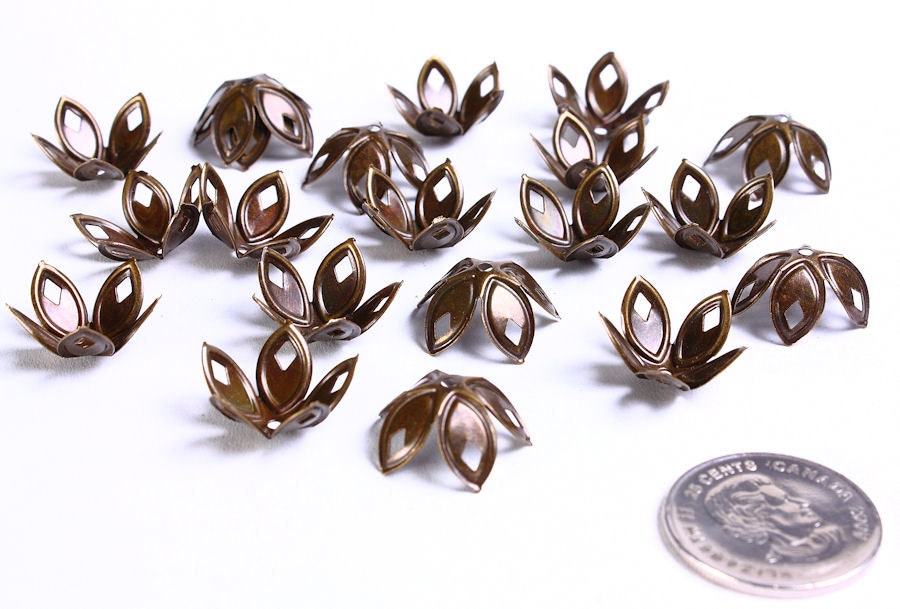 18mm Antique Brass Flower Bead Caps Antique Brass Flower Etsy