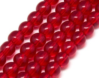 6mm red glass beads - 6mm red round beads - 6mm red round glass beads - 6mm round beads (1938)