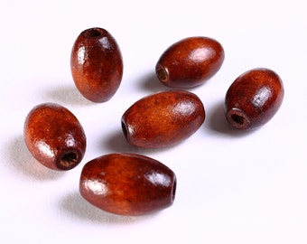 Handmade brown beads - coffee oval wood beads - Painted wood beads - 21mm x 15mm (1080)