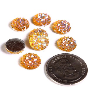 12mm Orange AB round resin cabochon Faux druzy cabochon Faux drusy cabochon Textured cabochons 1674 image 2