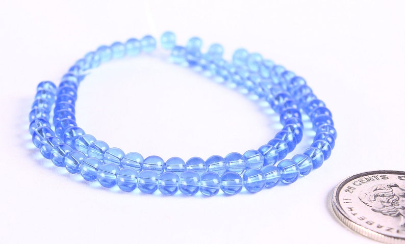 4mm blue round glass beads strand beads 326 image 2
